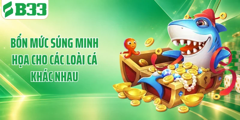 Bốn mức súng minh họa cho các loài cá khác nhau