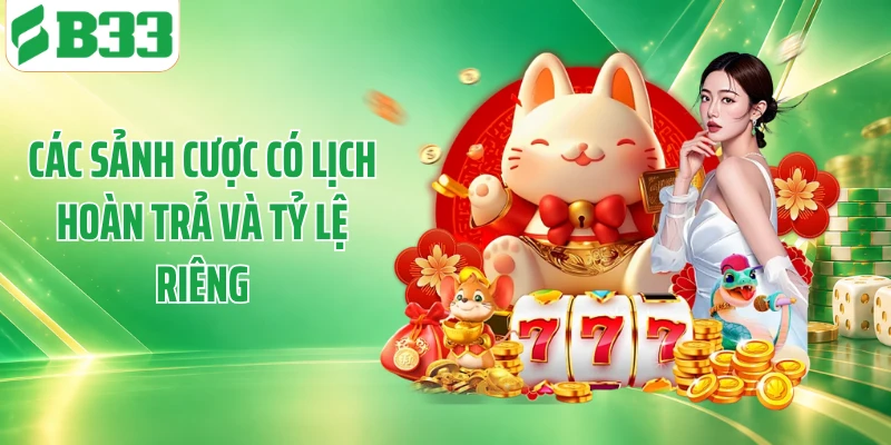Các sảnh cược có lịch hoàn trả và tỷ lệ riêng