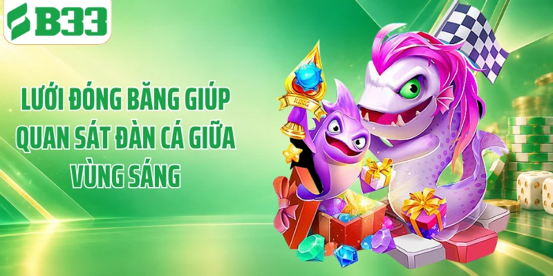 Lưới đóng băng giúp quan sát đàn cá giữa vùng sáng