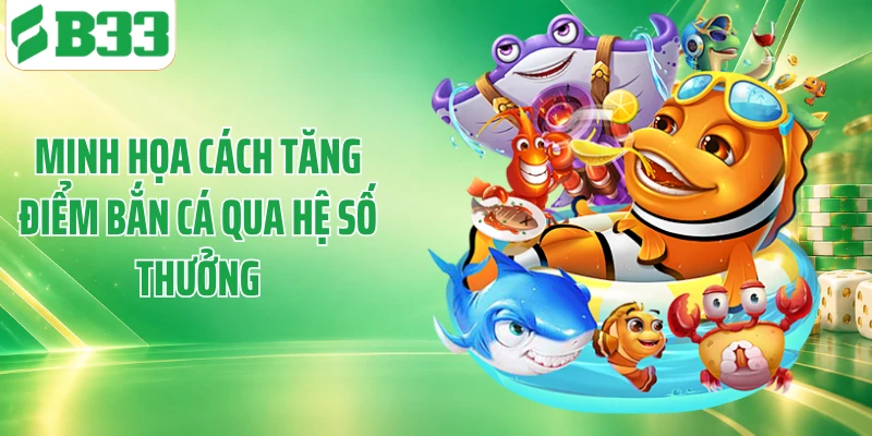 Minh họa cách tăng điểm bắn cá qua hệ số thưởng